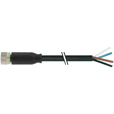 MURR ELEKTRONIK M8 female 0° with cable, PVC 4x0.25 bk UL/CSA 5m 7000-08061-6110500